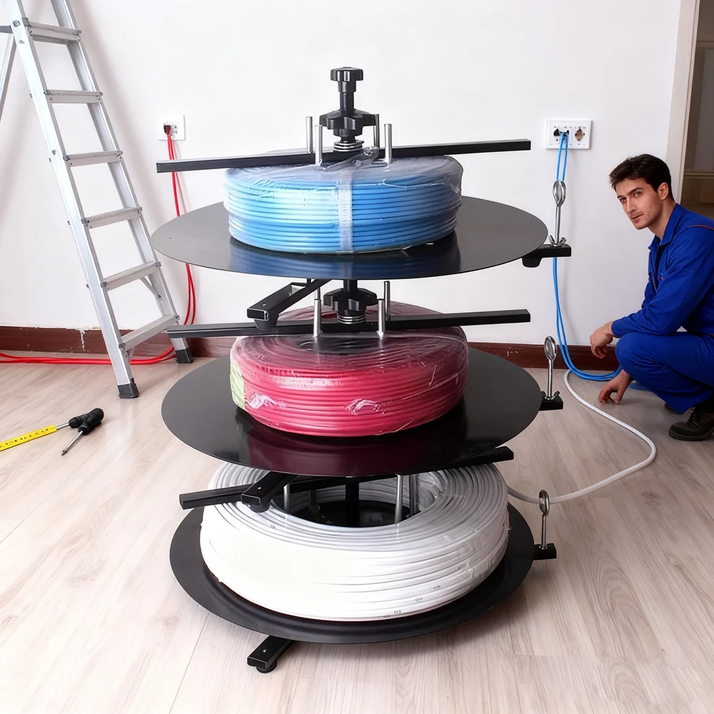 

1/2/3/4 Layers Electrician Pay-off BV Wire RVV Power Supply Sheath Network Wire Cutting and Stripping Machine Pay-off Tool