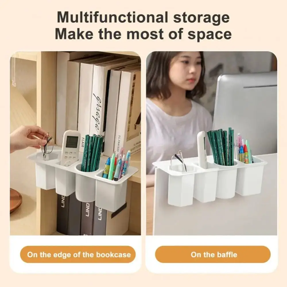 Wall Hanging Deskside Pen Holder Space-saving Three Compartment Organizer Pencil Holder Desk Pen Box Office Table Container