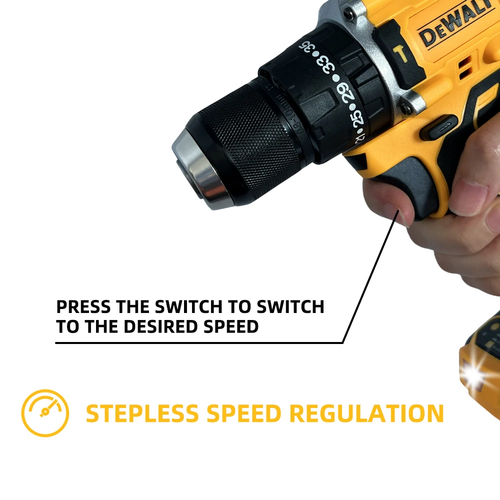 Imagem -06 - Dewalt Brushless Cordless Impact Drill Broca Compacta de Mão Ferramentas Elétricas Recarregável Chave 2000rpm Dcd805 20v