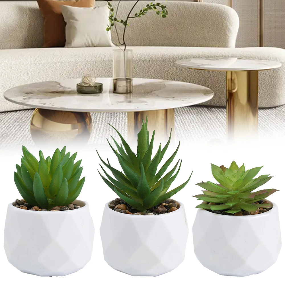 

3PCS Simulated Succulent Artificial Succulents Set Fake Plants Bonsai Office Table Ornaments Home Garden Decoration