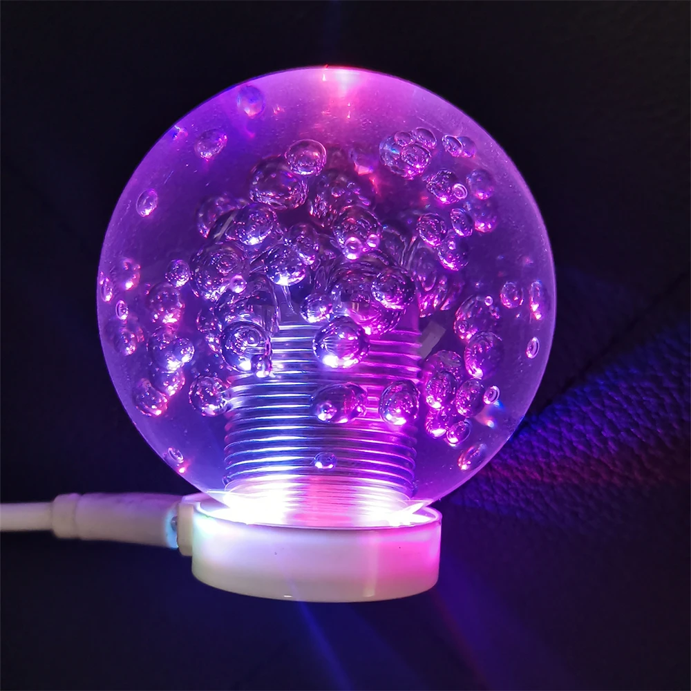 7 Colors Changes Car Multicolor Crystal Bubble Knobs LED Light Round Ball Manual Gear Stick Shift Knob Shifter Lever AT MT