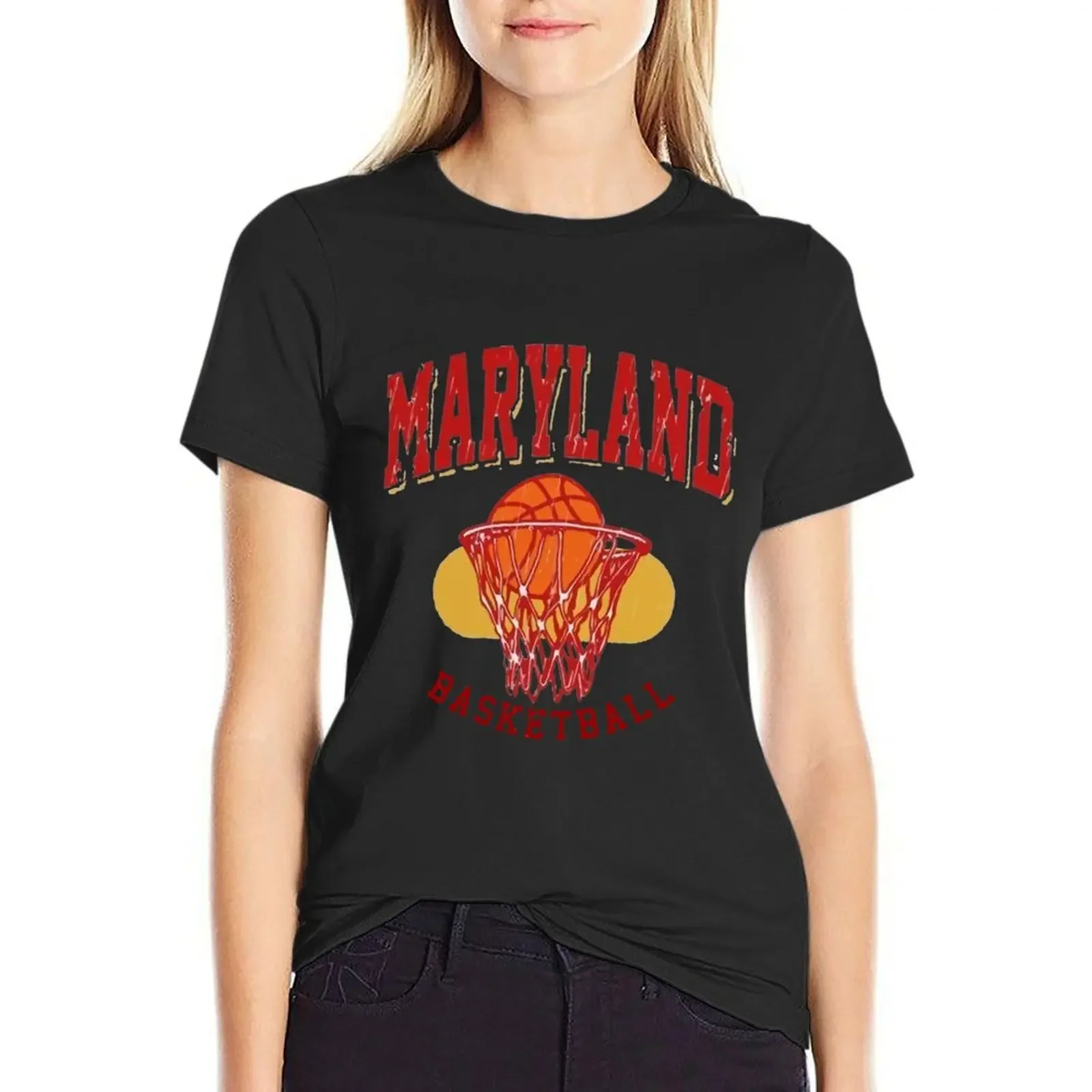 

Vintage Maryland Basketball T-Shirt Short sleeve tee vintage female white t-shirt dress for Women sexy