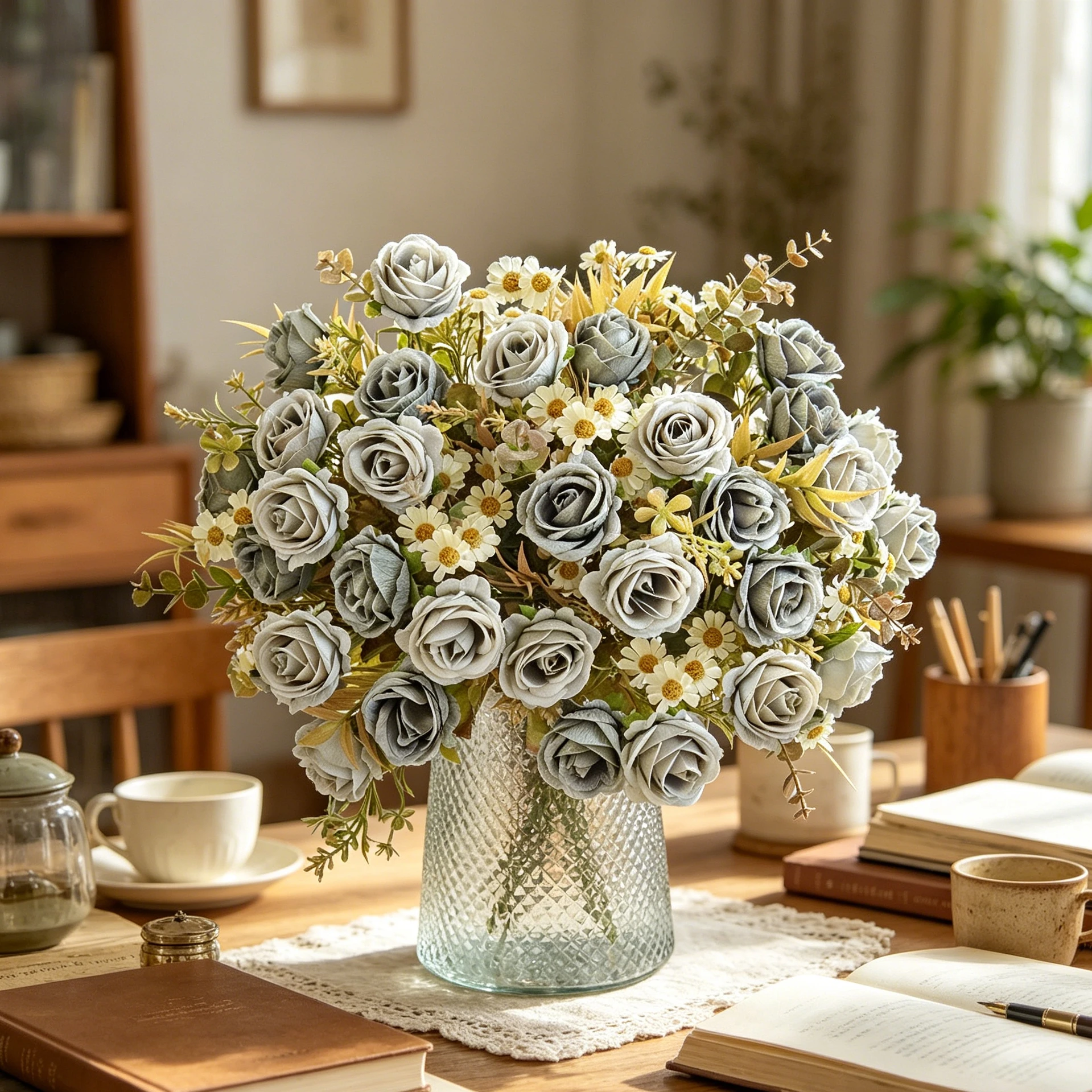 Silk Rose Artificial Flower DIY Wedding Home Room Table Vase Festival Party Decoration Bride Bouquet Photography Yard Gift Prop