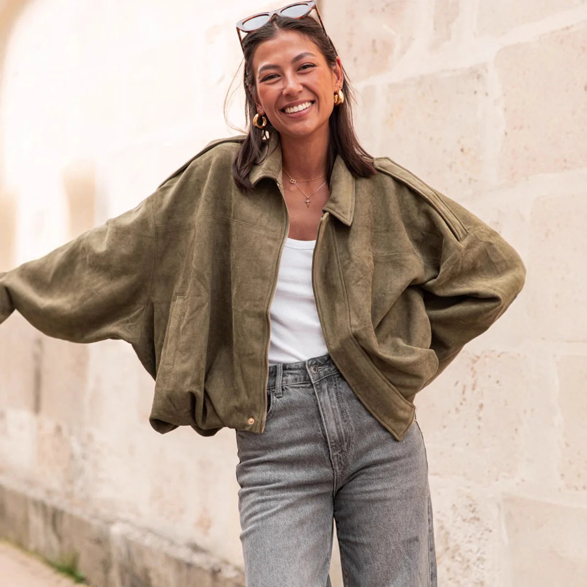 

Винтажная замшевая повседневная куртка в стиле ретро, осенняя верхняя одежда, осень-зима 2025 года, новинка женского короткого пальто