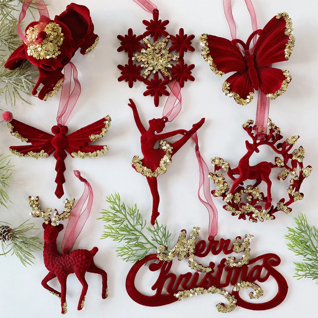 عيد الميلاد الأحمر أفخم الأيائل جرس معلق قلادة شجرة عيد الميلاد الحلي إكليل القوس نويل ناتال عيد ميلاد سعيد زينة عيد الميلاد سنة جديدة سعيدة 2025