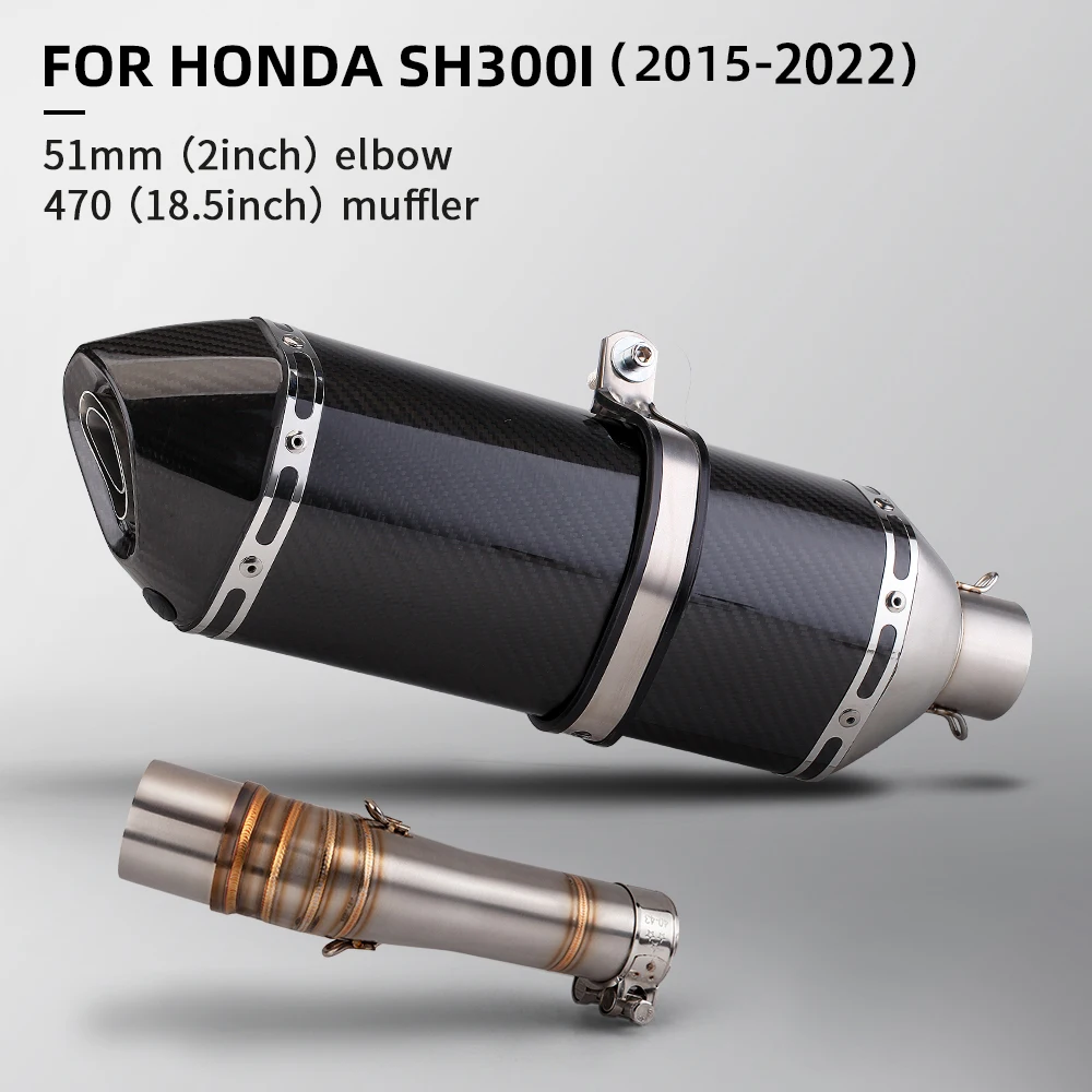 

Slip On For Honda sh300 sh300i 2015-2022 Motorcycle Exhaust System Escape Middle Link Pipe with Carbon Fiber Muffler