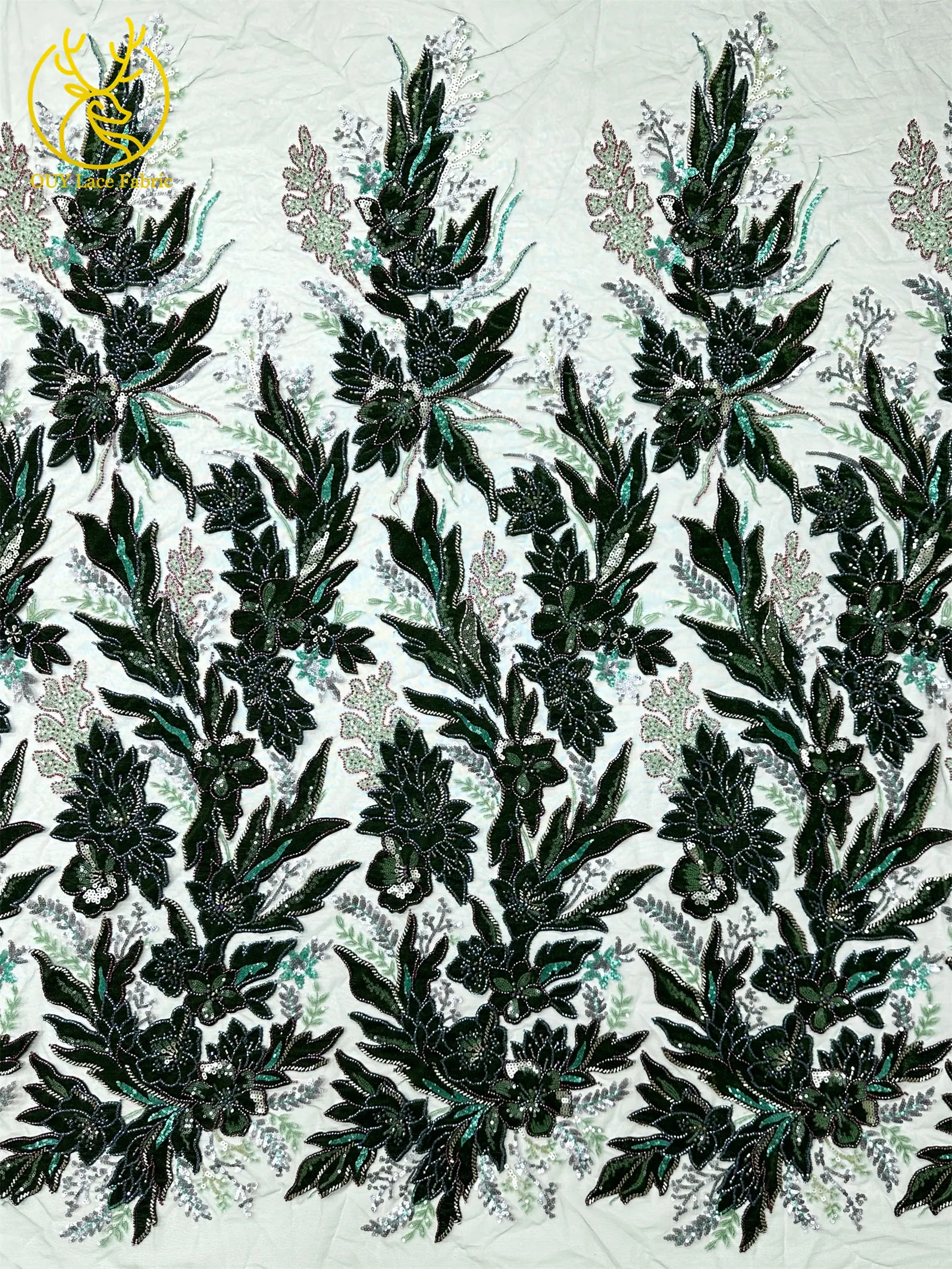 Nigerianischer Luxus-Samtstoff mit Perlen und Spitze 2026 – Hochwertiger afrikanischer Pailletten-Französischer Mesh-Stoff für Damen-Hochzeits- und Partykleider zum Nähen – Detail 6