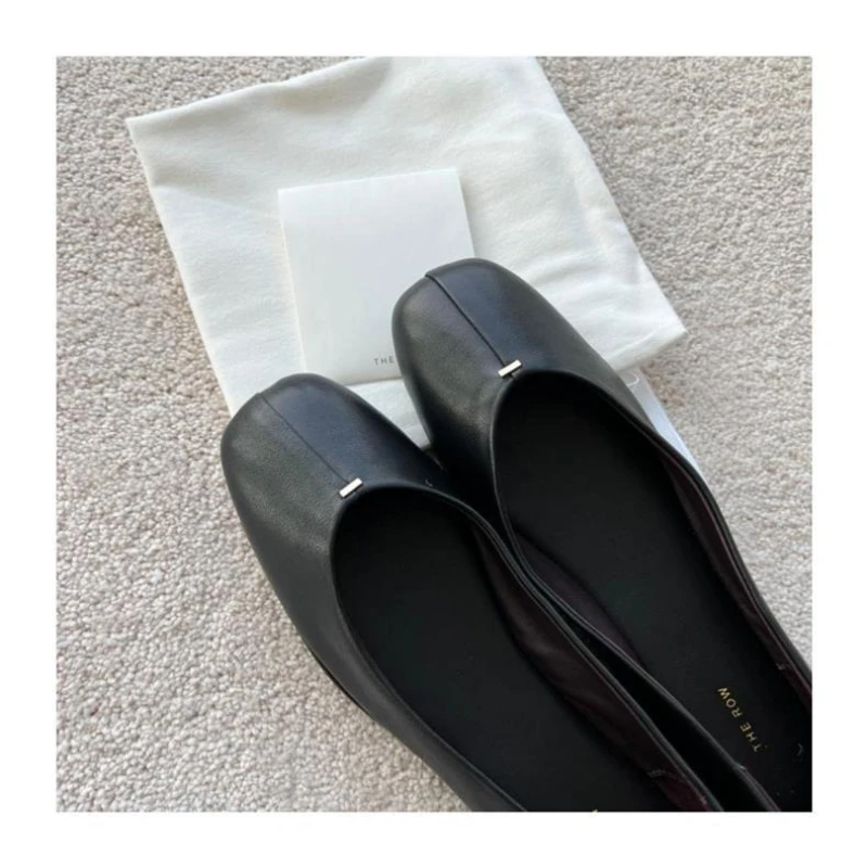 Spring/Summer New The One Step Soft Sheepskin Ballet Dancer Round Head Grandma Row Shoes Flat Bottom Casual Shoes
