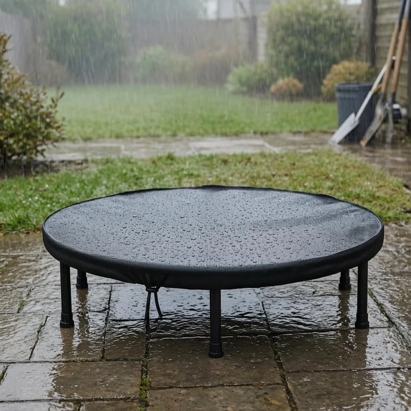Oxford Cloth Trampoline Cover Drawstring Closure Round Trampoline Cover Play Gear Dustproof Safeguarding