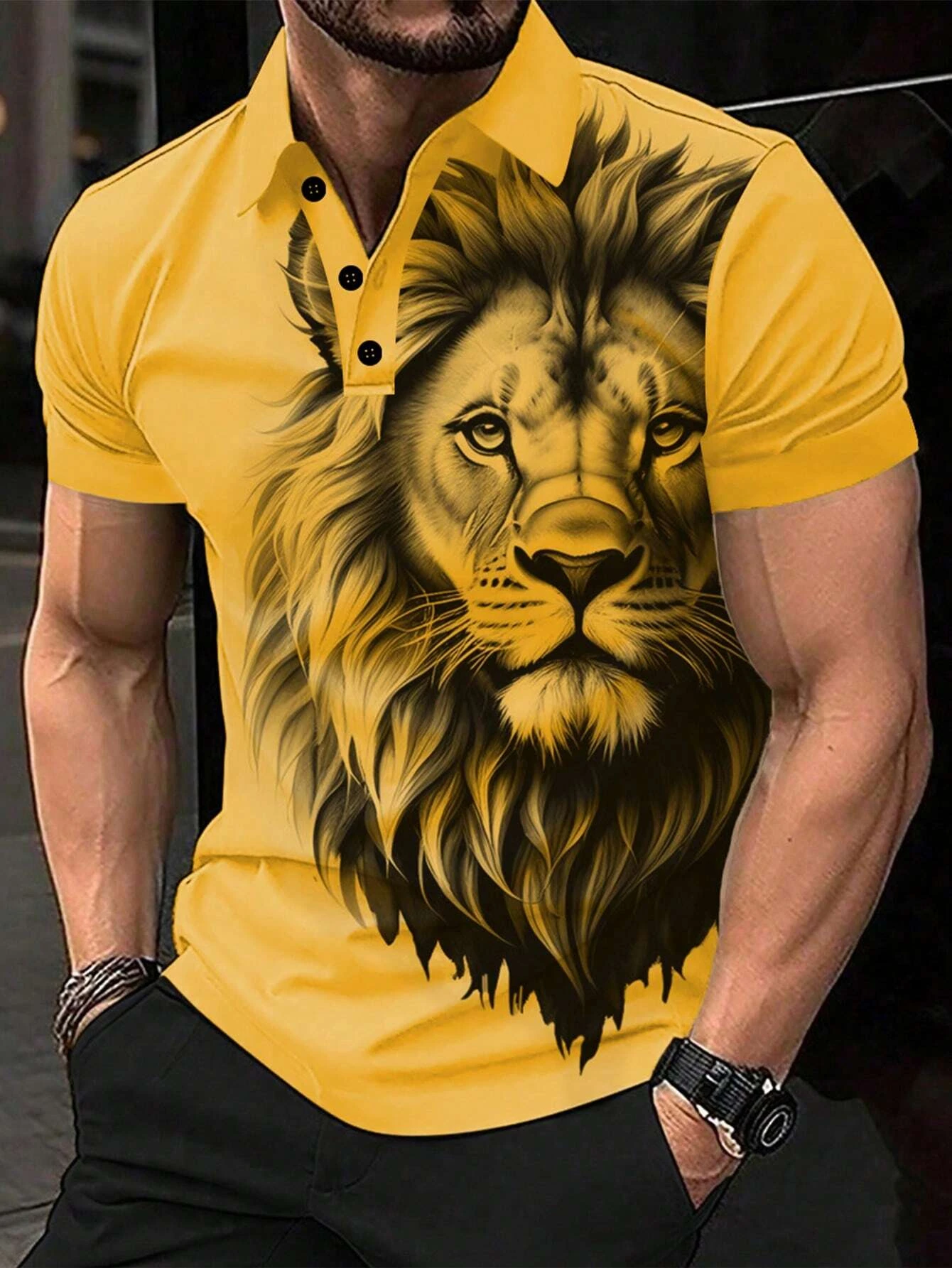 Summer's Best-Selling Men's Striped POLO Shirt 3D Men's T-Shirt Casual Comfort Street Style Lion Men's clothes Tops Striped Polo