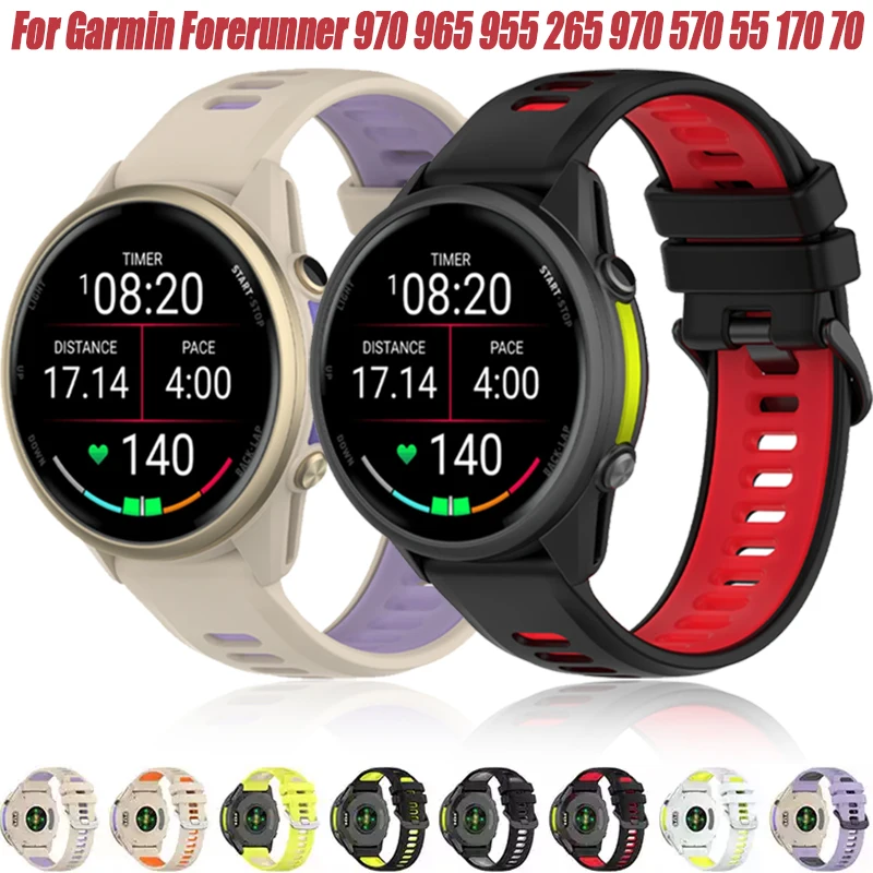 Official Two-tone Silicone Strap for Garmin Forerunner 970 965 955 945 935 Breathable comfortable Bracelet Wristband Accessories
