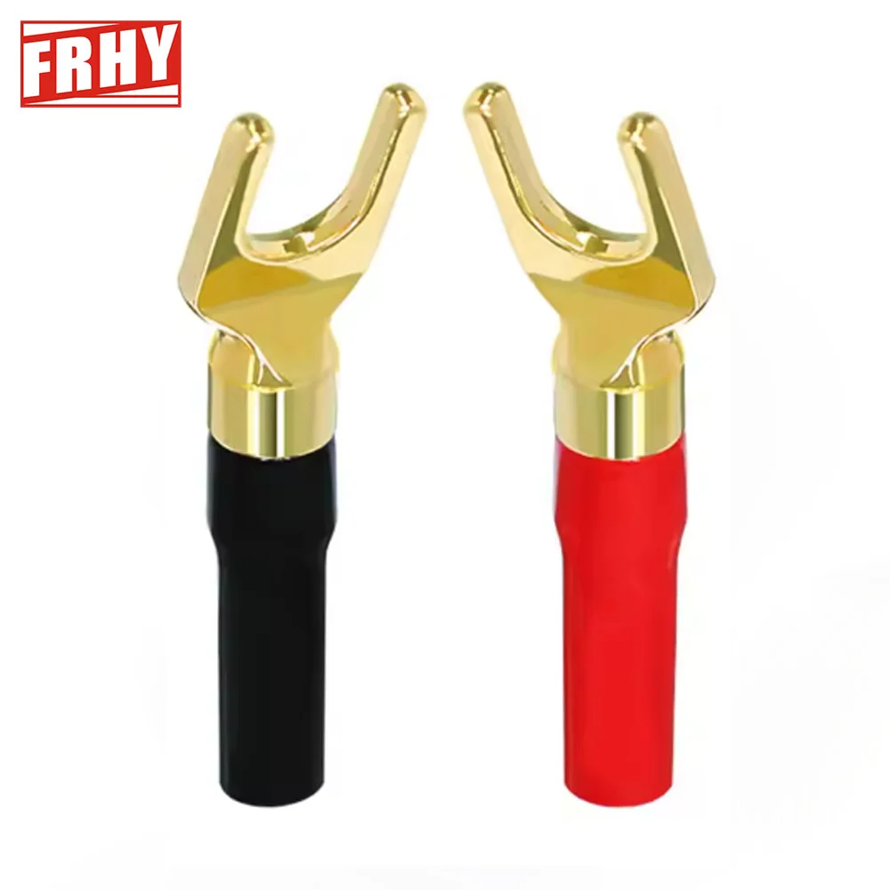 2PCS 24K Gold Plated Dual Screw Lock Banana Plugs Speaker Wire Connector Banana Jack Plug for Amplifier Audio Speaker Cable