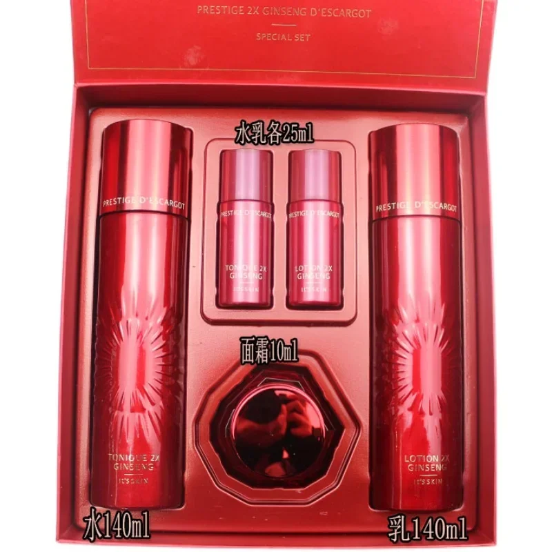 

Korean Skin Care Set Red Ginseng Snail Toner Lotion Set Moisturising Brightening Anti-Aging Firming Spot Reduction Skincare