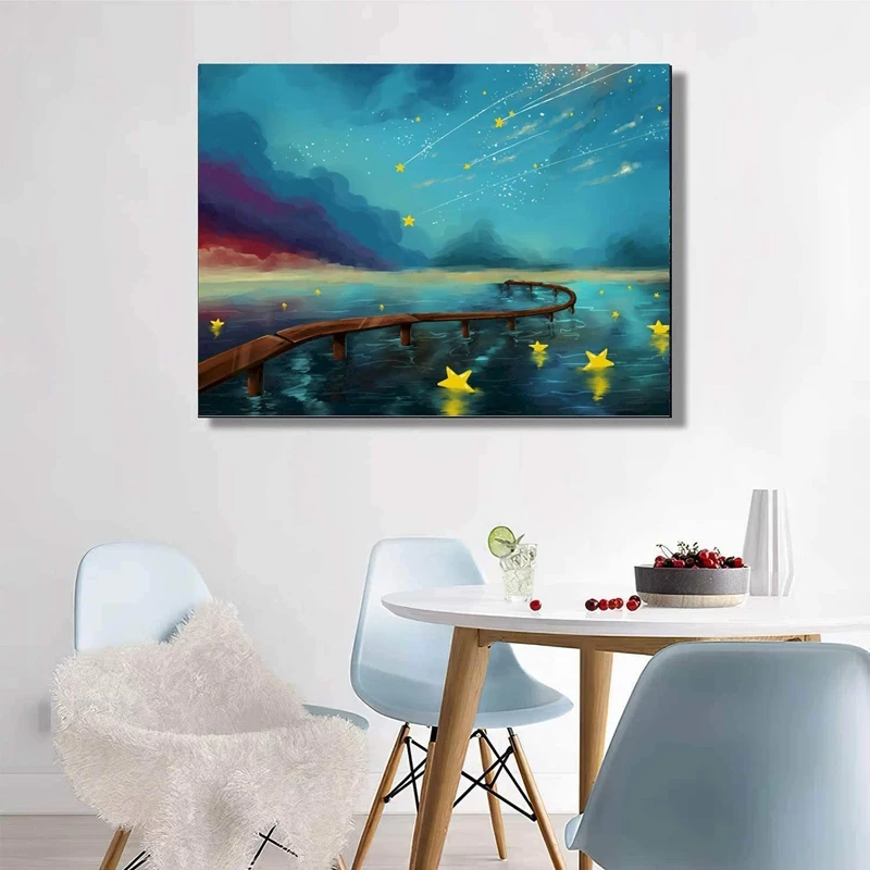 Adult Digital Painting, Digital Kit Painting On Canvas, Children's Beginner Oil Painting Kit-Stars Fall Into The Sea