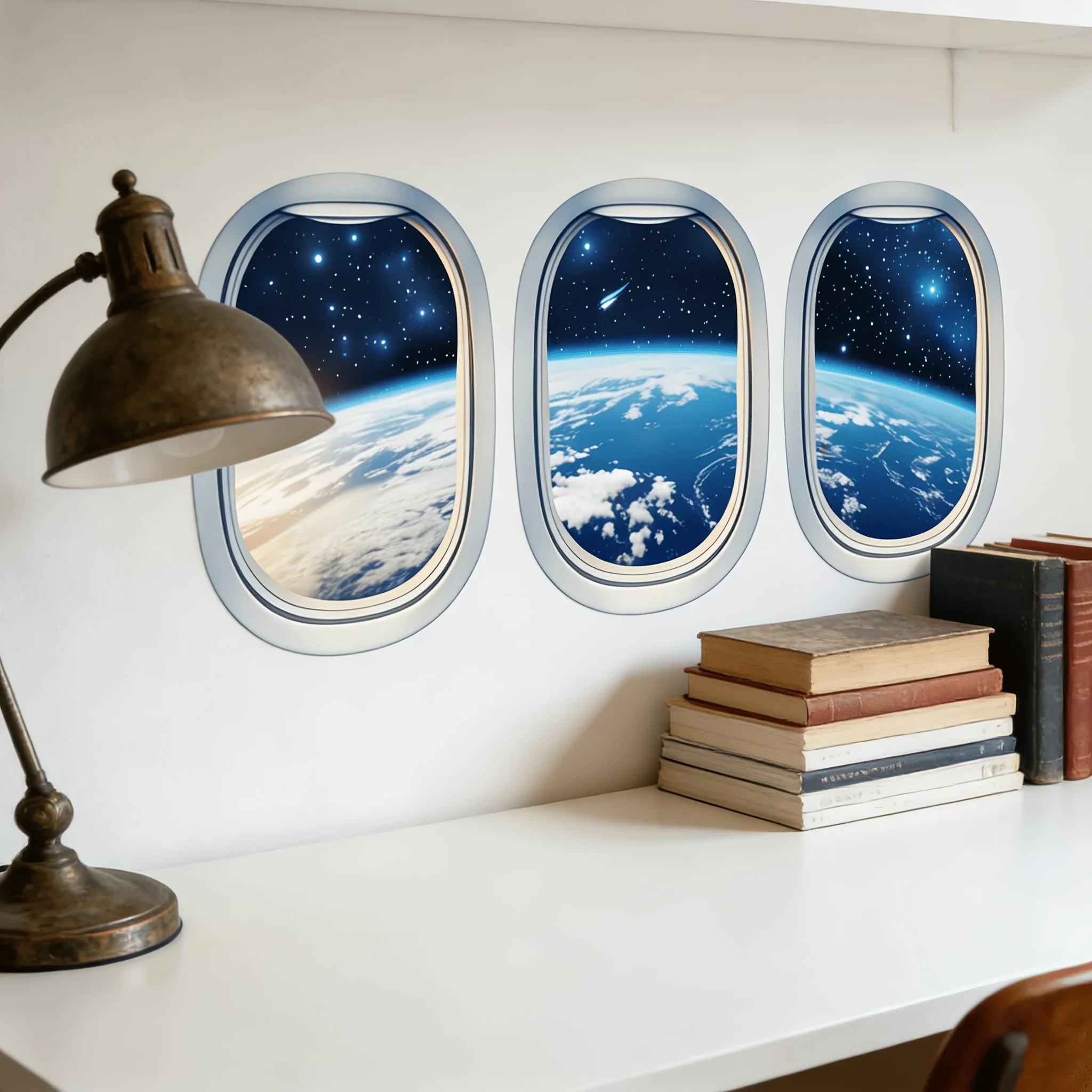 Dreamy Starry Sky Fake Window Sticker Earth Night Scene Pattern Suitable For Living Room Bedroom And More view 2