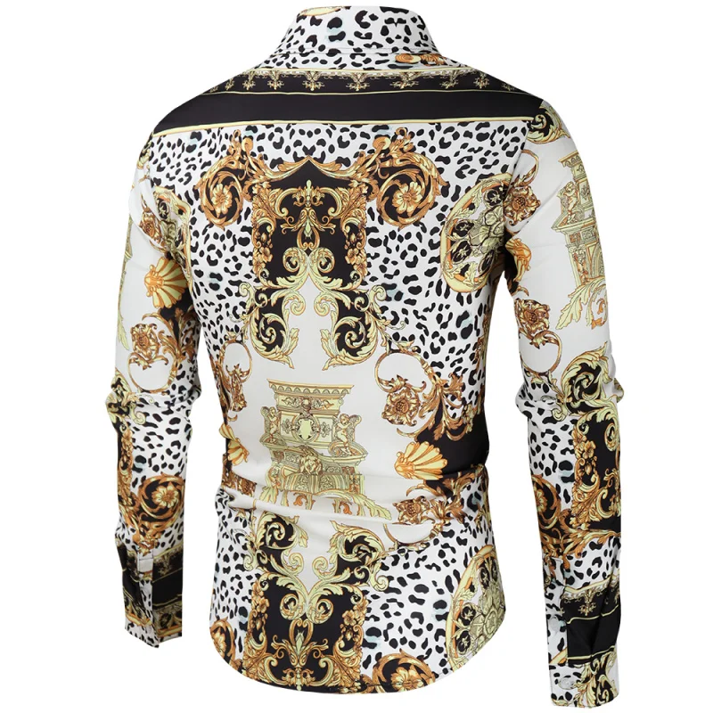

Men's Long Sve Digital Print irt Faion Urban Sle Autumn Wear Youthful Printed Cotton Fabric arp Collar Fit irt