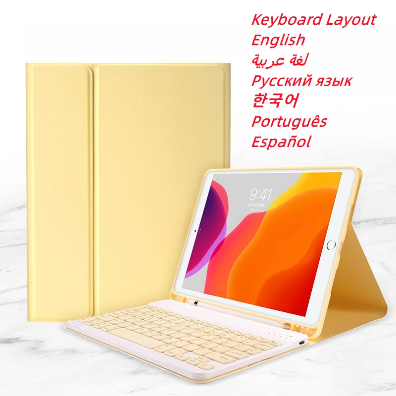 

For iPad Mini 6 Case Keyboard Stand Case for iPad 7th 8th 9th Generation Air 5 4 3 10.9 Pro 11 10.5 12.9 Russian Spanish Korean