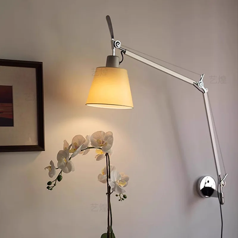 

Rocker arm telescopic designer study bedroom bedside reading medieval wall lamp