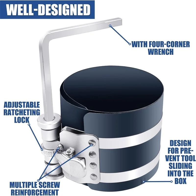 53-175mm Piston Ring Compressor Engine Ratchet Type Clamp Band Installer Car Repair Tool Piston Ring Plier Adjustable Compressor