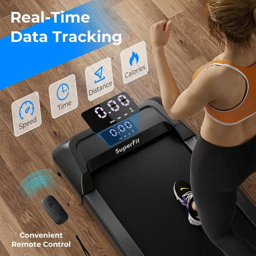 جهاز مشي محمول 2 في 1 تحت المكتب للياقة البدنية في المكتب المنزلي: يدعم ما يصل إلى 265 رطل يتميز بجهاز التحكم عن بعد وشاشة LED fo