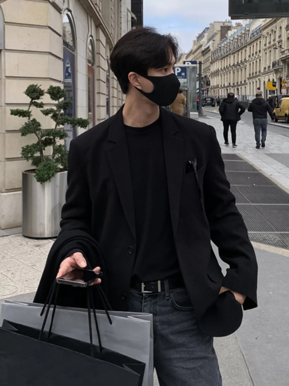 

Корейский мужской костюм-пиджак Pure Bla: весенне-осенний, повседневный, премиум-класса, с подплечниками, для официальных мероприятий и повседневной носки, в западном стиле