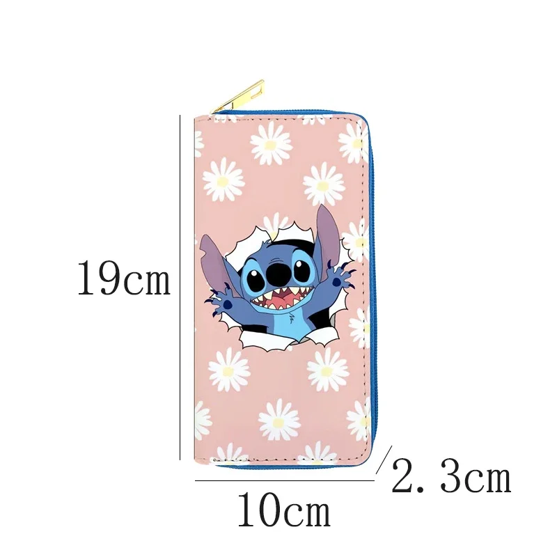 Disney Stitch Women Wallets Cartoon Cute Long PU Leather Zipper Coin Purse Pocket Female Casual Fashion Money Purse Clutch Bag