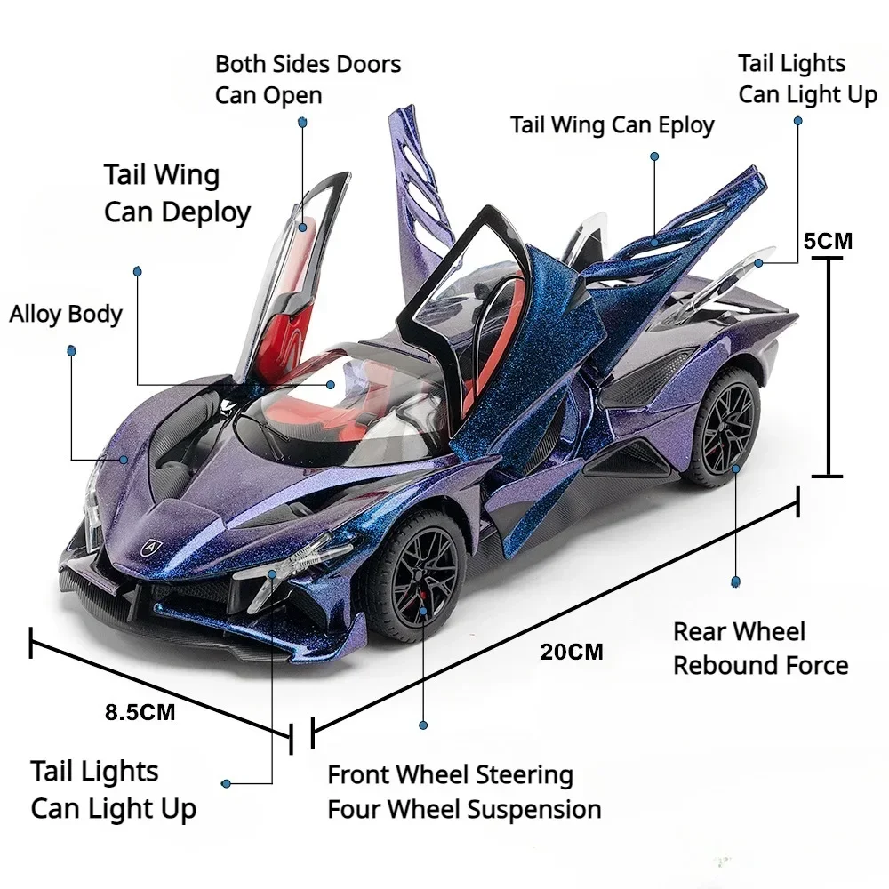 1/24 مقياس أبولو EVO سبيكة سيارة رياضية نموذج معدني دييكاست لعبة صغيرة مع التراجع الصوت ضوء المركبات الأولاد هدية عيد ميلاد