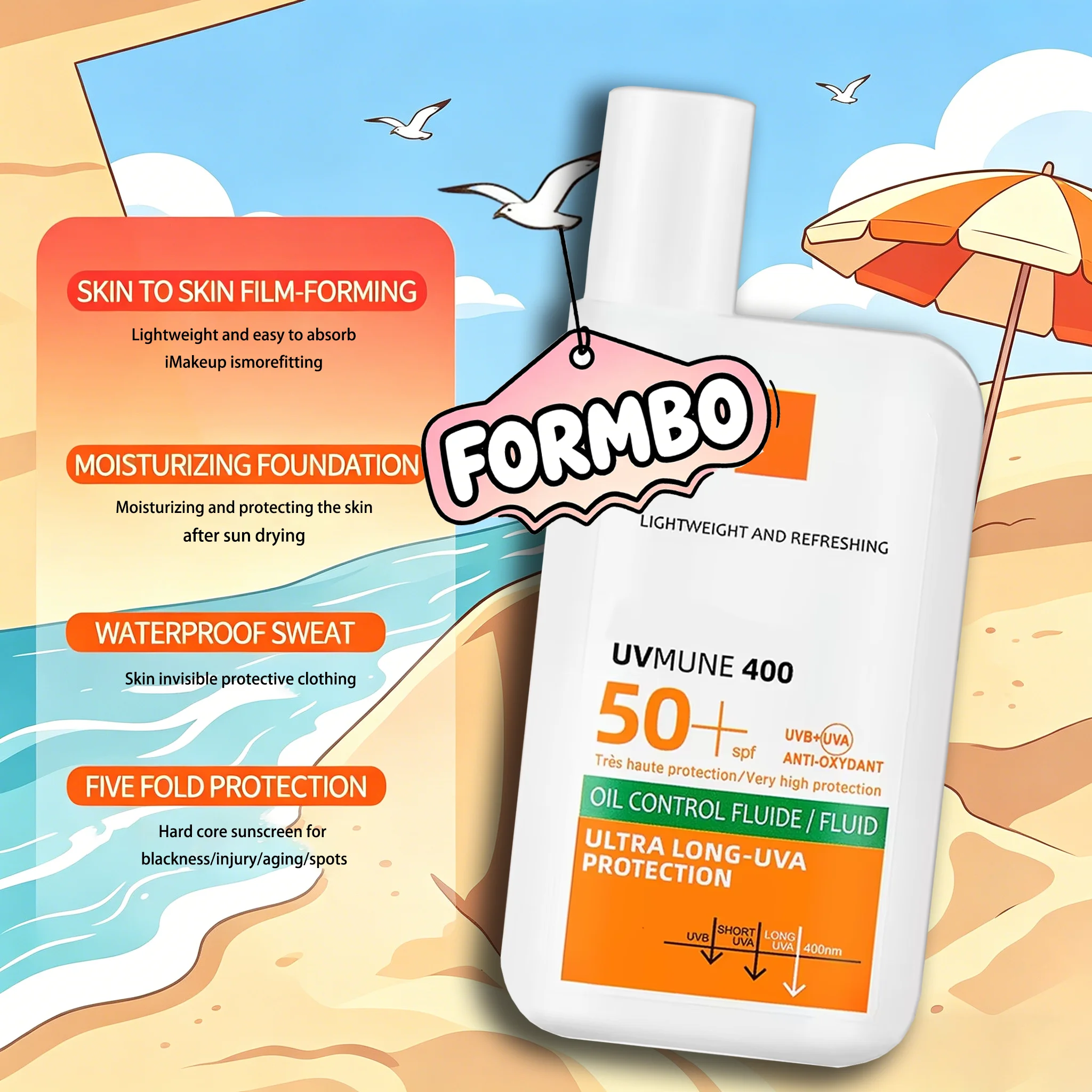 SPF50+ Sunscreen Lotion, Lightweight Non-Greasy Face & Body UV Protection Lasting Moisturizing, Refreshing Daily Sunburn Defense image 3