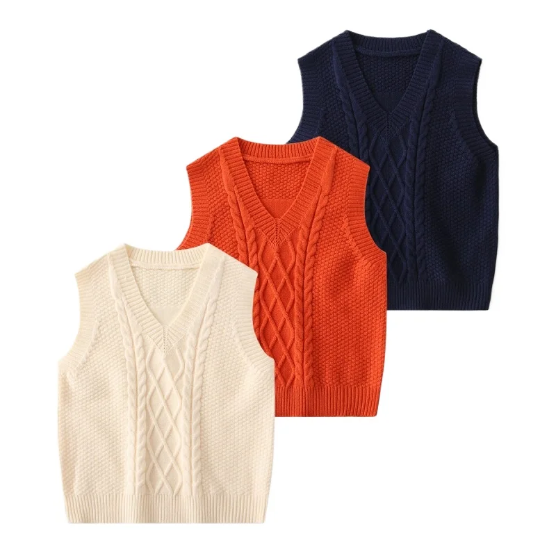 

V-neck Boys Sweater Vests Toddler Kids Waistcoat Knitwear Children's Clothes