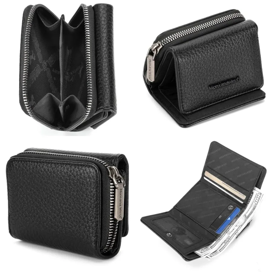 

Women's Wallet Trifold Small Wallets Ladies RFID Blocking Wallet with Zipper Coin Pocket