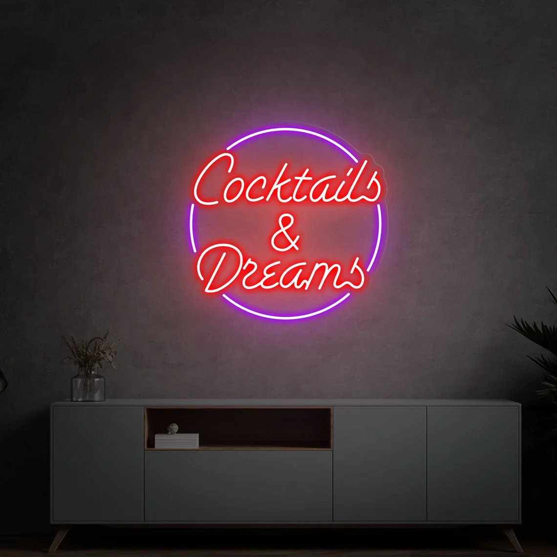 Cocktails and Dreams Neon Sign for Bar Wall Decor Cocktails and Dreams Sign Home Shop Birthday Wedding  Art Neon