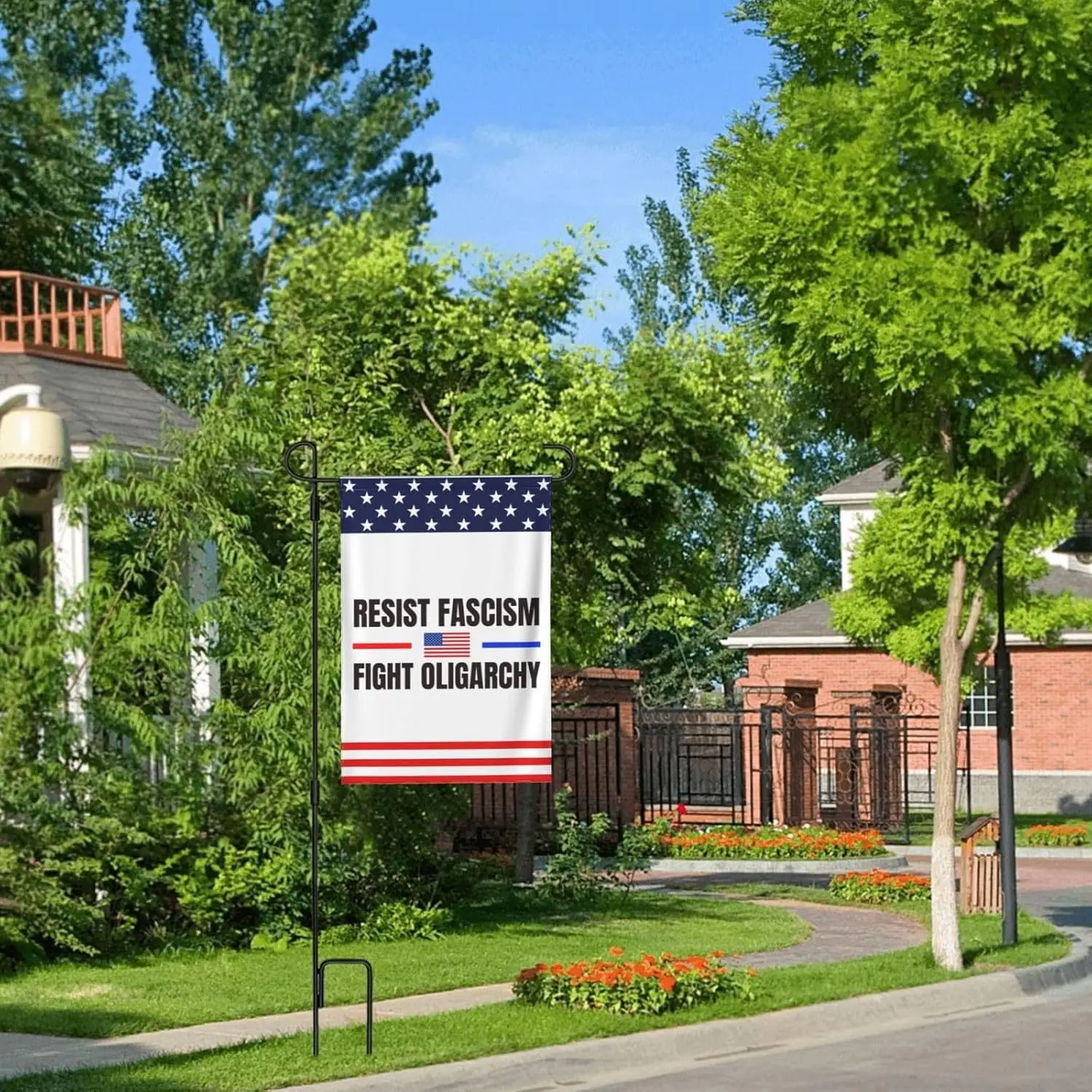 قتال أوليغارشي مقاومة اللفازية حديقة العلم 12x18 أعلام للعلم الخارجي لتزيين الفناء ، ديكور خارجي صغير AAO #6