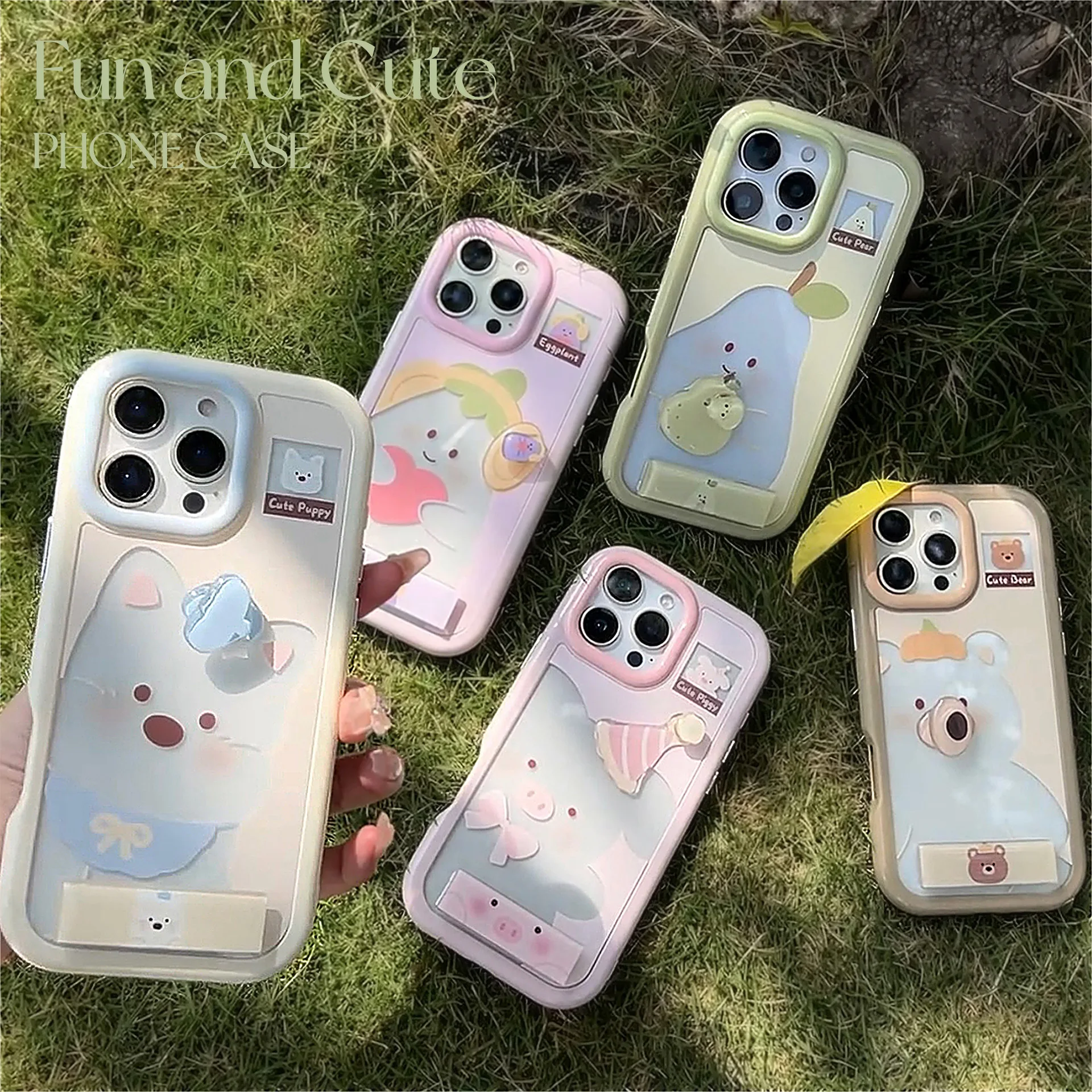 

Fascinating Cuteness Rotating Stand Compatible with iPhone 15 Pro Max Phone Case, Apple 17 Cartoon Stand for iPhone 16