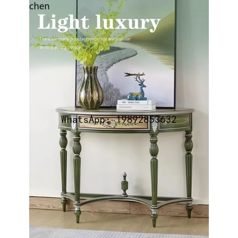 

B-3 retro semicircular porch table storage drawer hand-painted wall decorative cabinet