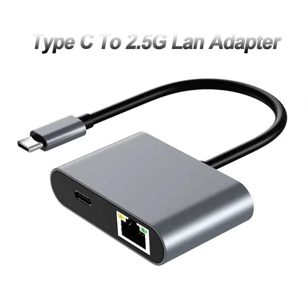USB C HUB Tipe C Ke 2.5G Adaptor Ethernet dengan Port PD100W USB 3.2 Hingga 2.5Gbps Kartu Jaringan Gigabit untuk Laptop Macbook Pro