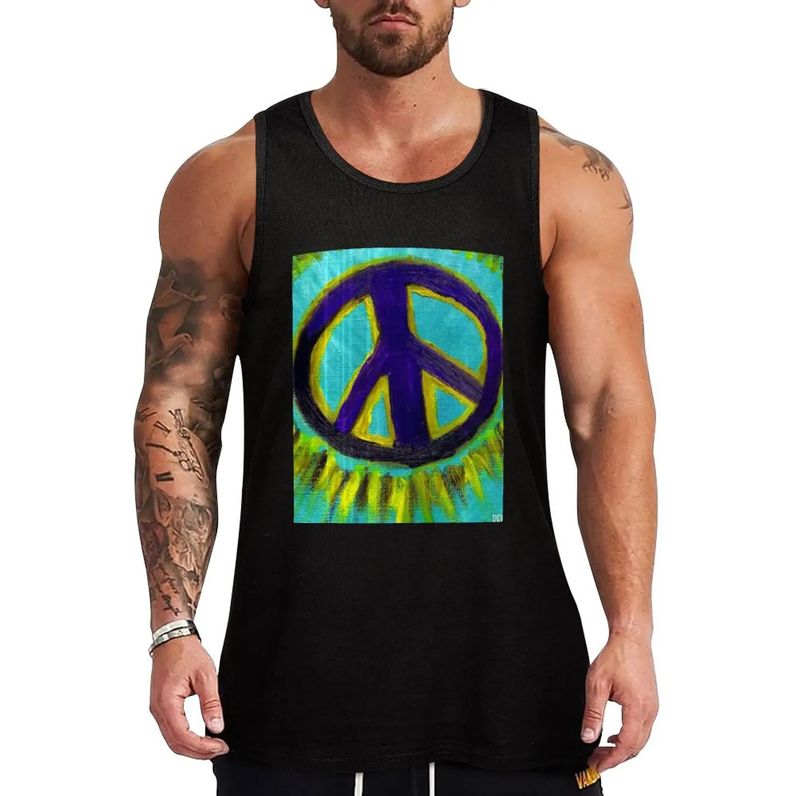 

peace Tank Top Men's sleeveless t-shirt fitness clothing for men