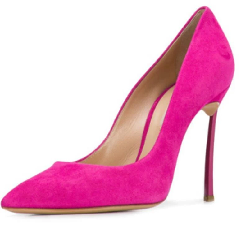 Women Pointed Toe Blade Pumps Metal High Heels Burgundy Blue Suede Stiletto Court Heeled 10cm Pumps Slip-on Office Lady Shoes