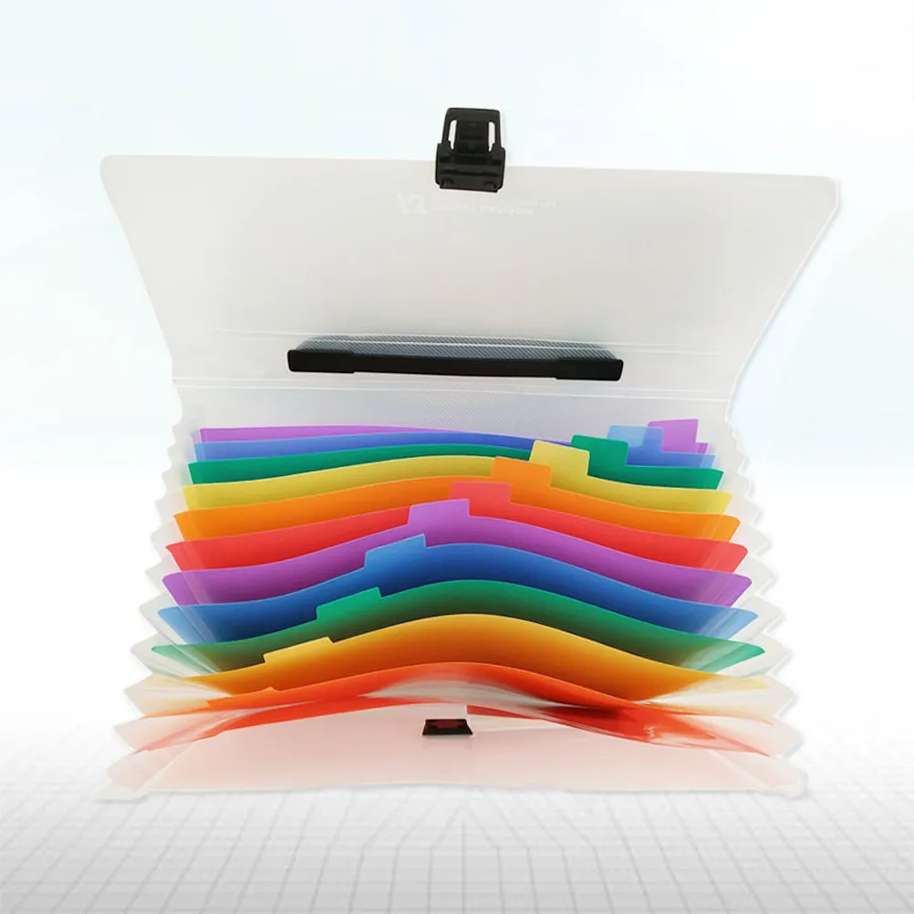 

13 Pockets Expanding File Folder A4 Plastic Accordion Folder Buckle Closure Carry Handle Waterproof Document Organizer
