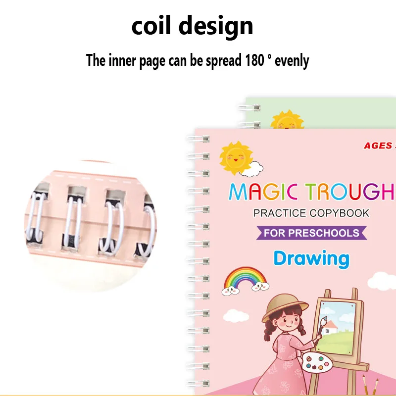 5 Books/set Children's Reusable Exercise Book Magic Calligraphy Number Letterspainting Multiplication and Division Exercise Math