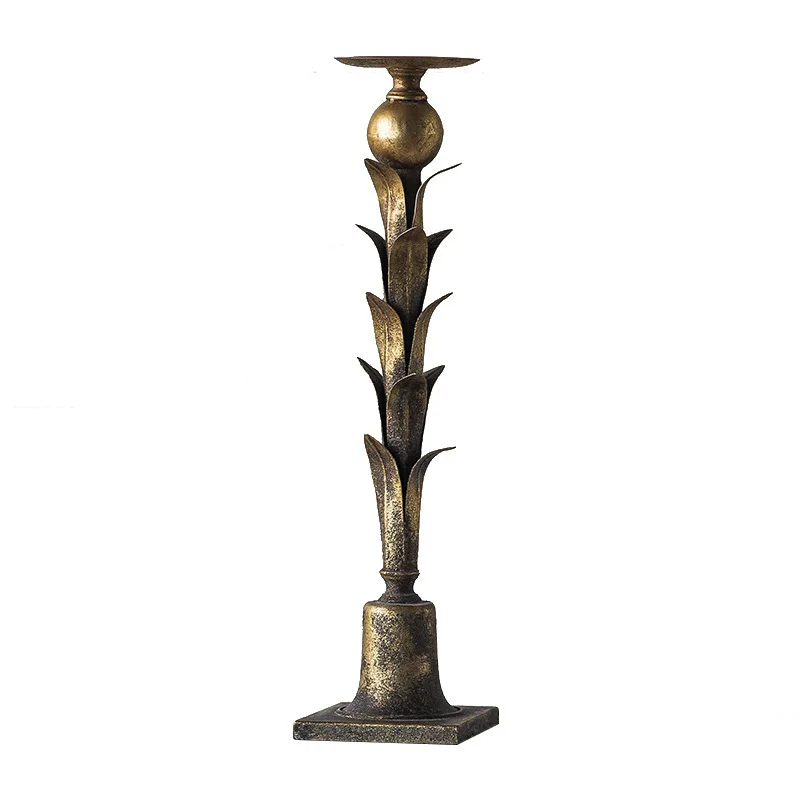 Factory Direct 2026 Gothic atmosphere old candlestick base American country wrought iron desktop candlestic ornament foreign tra