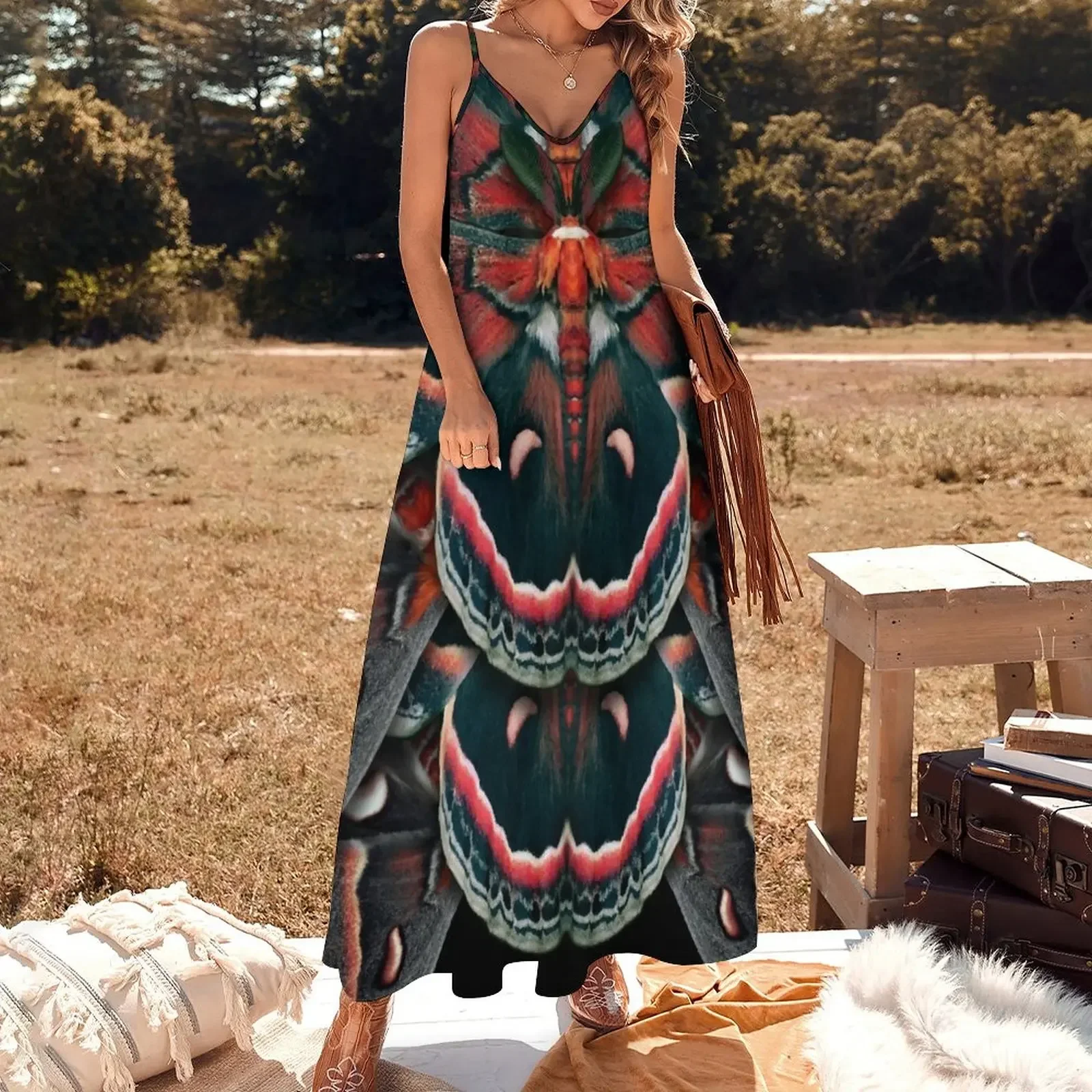 Cecropia Moth Mandala - Symmetrical Sleeveless Dress dress women elegant luxury summer clothes Dress