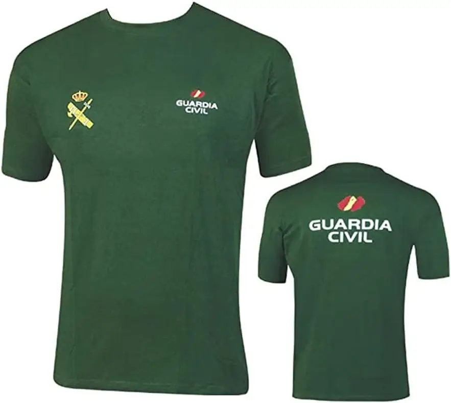 Camiseta Guardia Civil Verde España T-Shirt Short Sleeve Casual Cotton T Shirt