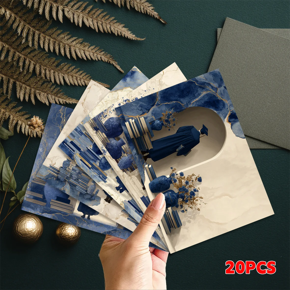 20PCS Exquisite Graduation Postcards, Holiday Postcards, Bachelor's Gowns, Elegant Design, Blank Design on The Back for Writing