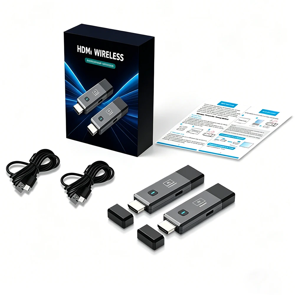1080P 50M Wireless HDMI-Compatible Transmitter Receiver Extender TV Stick Dongle For Laptop PC Streaming To Monitor TV Display