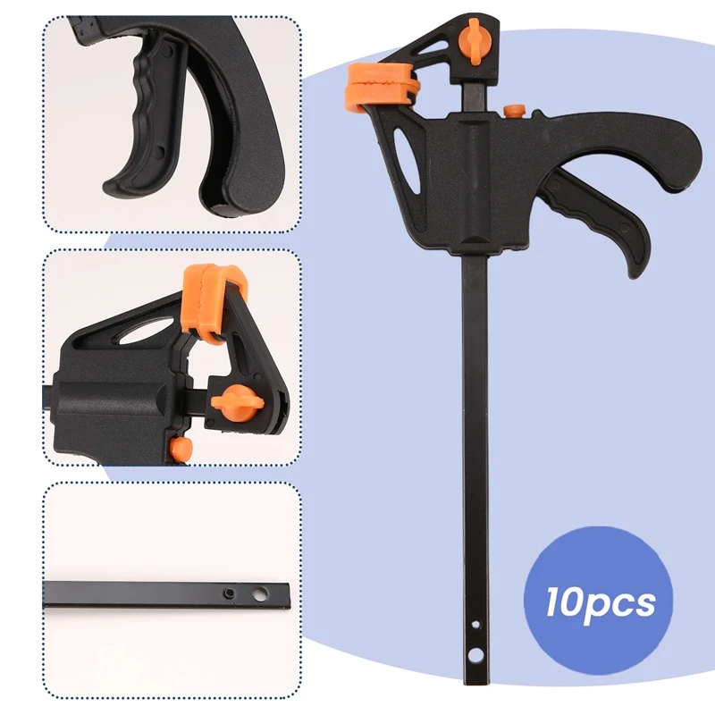 Vendita calda 10 pezzi Set di morsetti per la lavorazione del legno da 4 pollici tipo fisso velocità di rilascio rapido a cricchetto Kit di barre da lavoro in Nylon estruso gadget per spalmatore