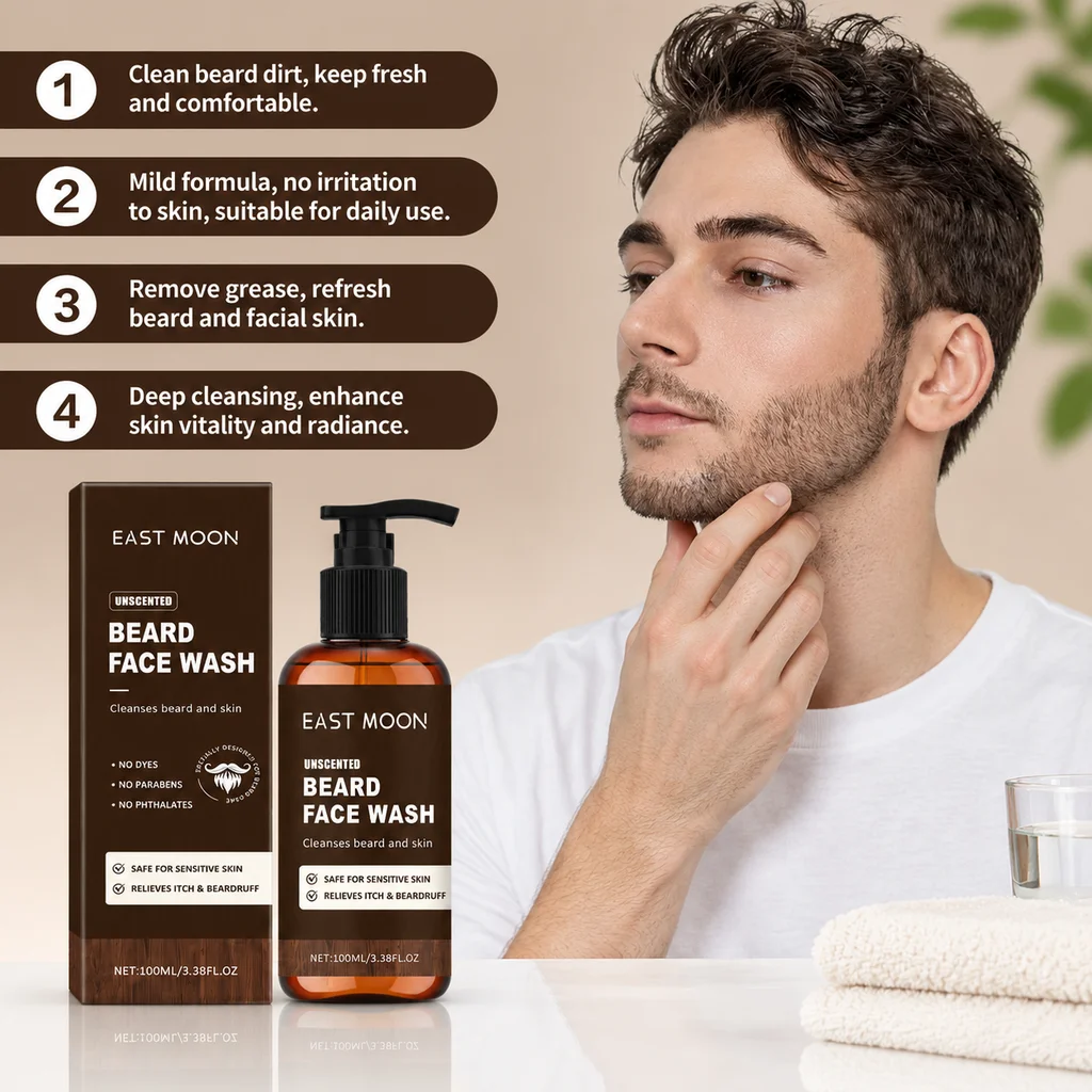 Beard Cleaning Facial Cleanser Soften Rough Beard Deep Cleansing Remove Dirt Gentle Nourishing No Irritating Facial Care Product