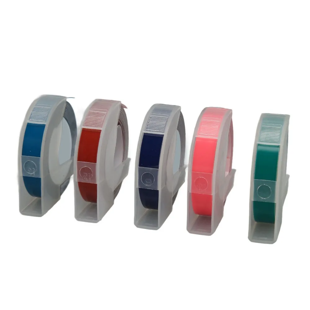 5Pcs 9mm Width 3D Embossing Label Tapes 9.8ft Length Wide Application Embossing Tape for DYMO12813、12814、 5500A 5500B