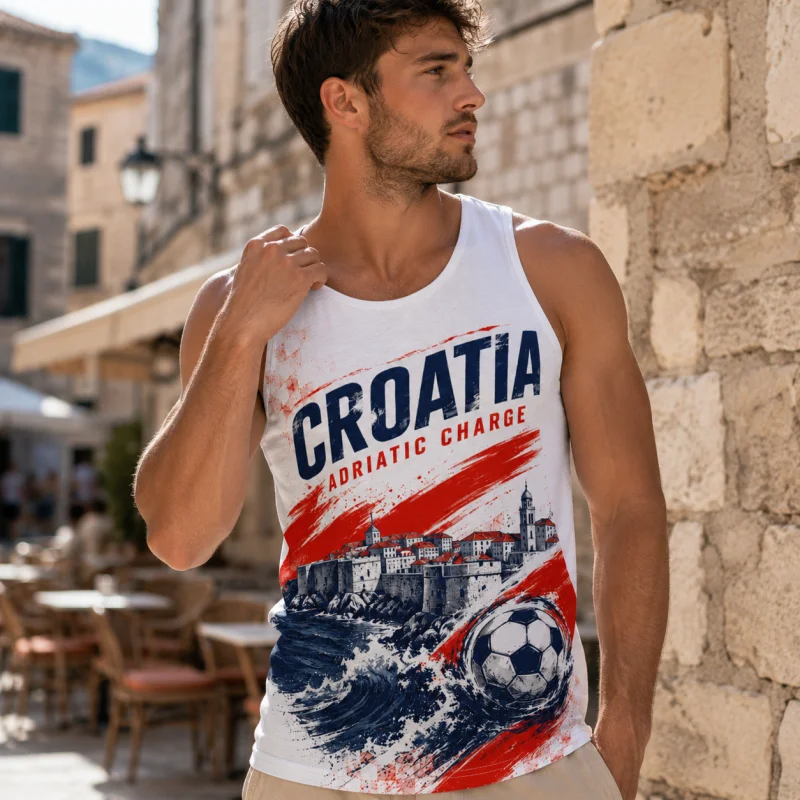 Men Soccer Tank Top Croatia Graphic Sleeveless Vest Summer Muscle Shirt Racerback Gym Beach Casual Fan Streetwear Workout Top