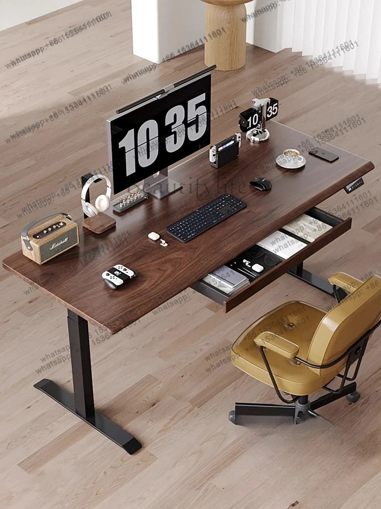 

Electric Height Adjustable Desk Solid Wood Study Drawer Office Computer Desk Sofa Back Workbench