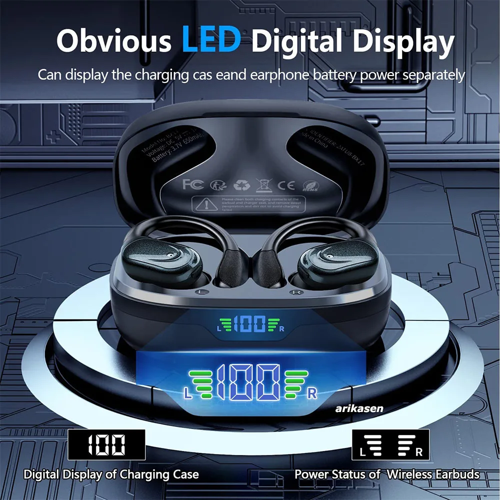 2026 سماعات أذن لاسلكية مع ترجمة AI بلوتوث 5.3 سماعات أذن رياضية بخطاف 75 ساعة وقت اللعب IPX5 مقاومة للعرق #3